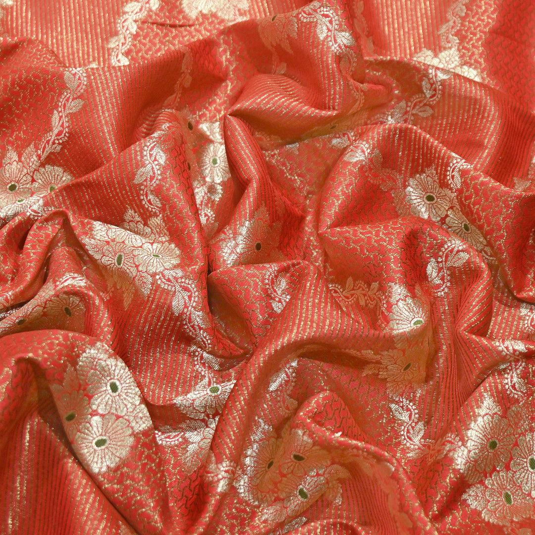 Luxury Silk Antique Meena Zari Jaal Brocade Fabric | Designer Ethnic Wear Fabric | TSW425-3