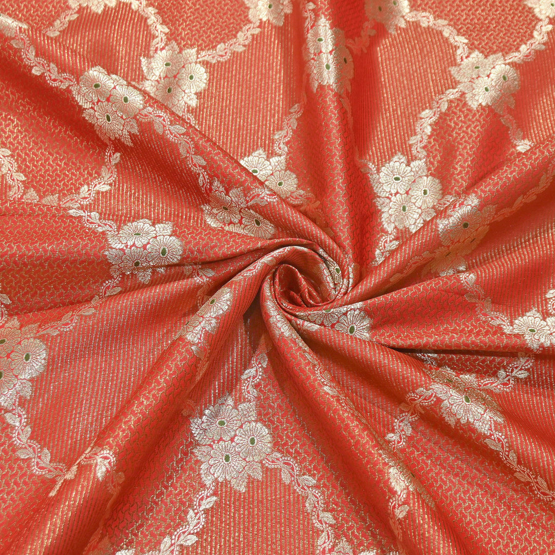 Luxury Silk Antique Meena Zari Jaal Brocade Fabric | Designer Ethnic Wear Fabric | TSW425-3