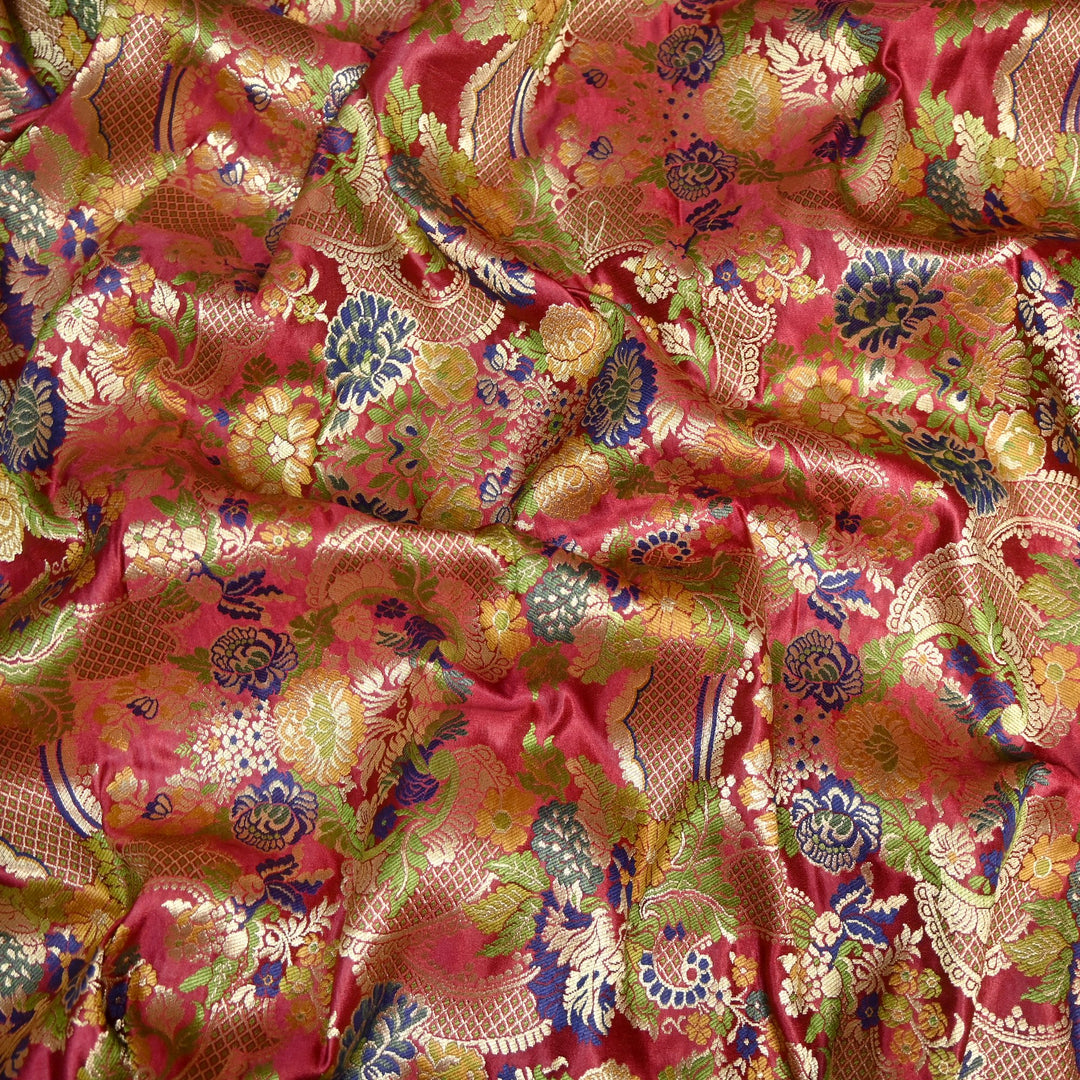Multicolor Kimkhab Brocade Fabric