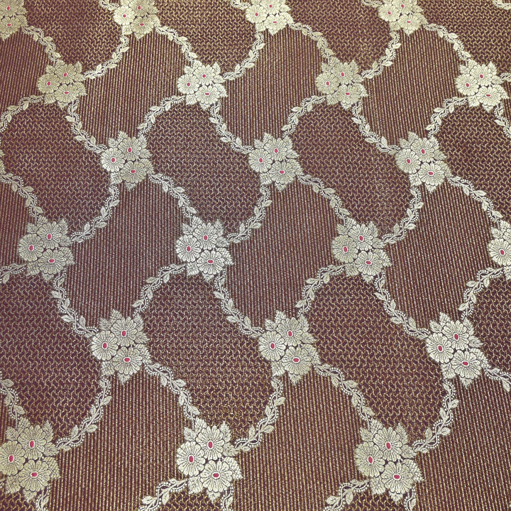 Luxury Silk Antique Meena Zari Jaal Brocade Fabric | Designer Ethnic Wear Fabric | TSW425-4