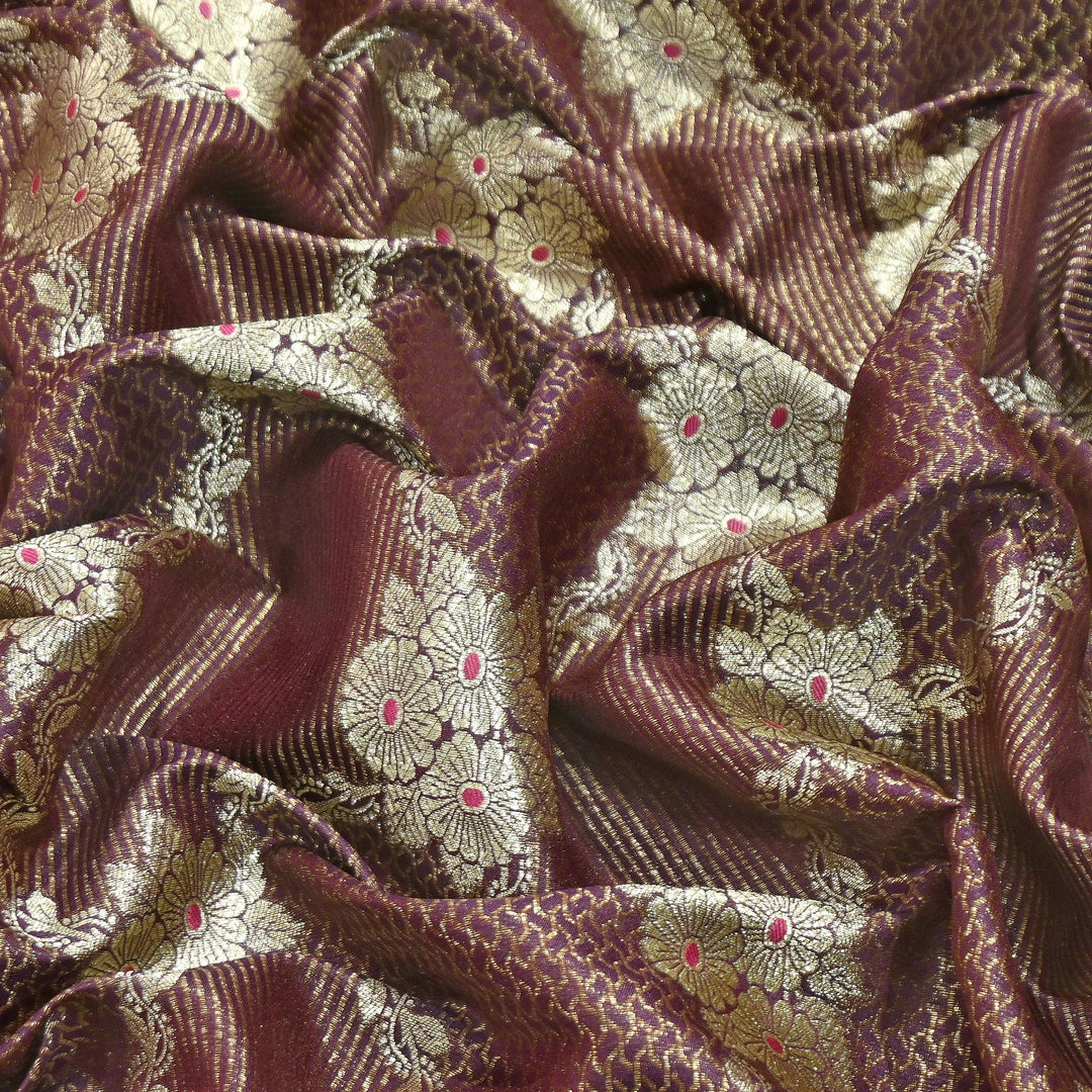Luxury Silk Antique Meena Zari Jaal Brocade Fabric | Designer Ethnic Wear Fabric | TSW425-4