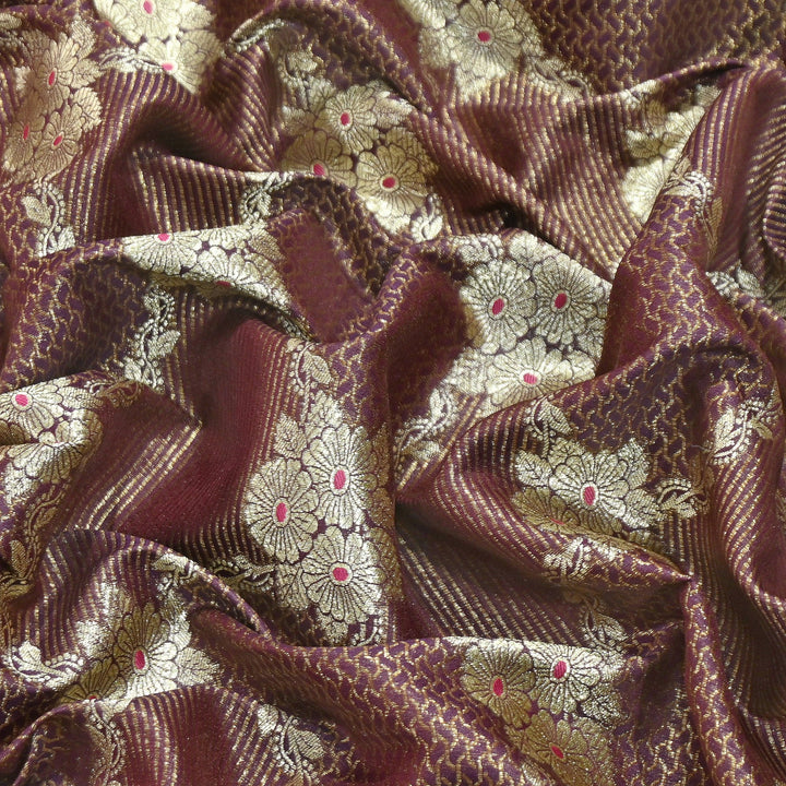 Luxury Silk Antique Meena Zari Jaal Brocade Fabric | Designer Ethnic Wear Fabric | TSW425-4