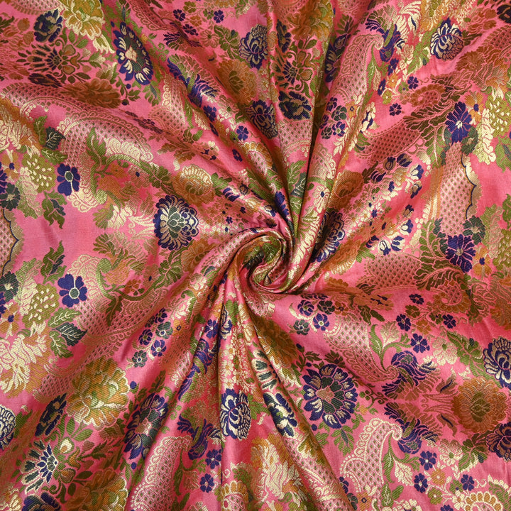 Multicolor Kimkhab Brocade Fabric