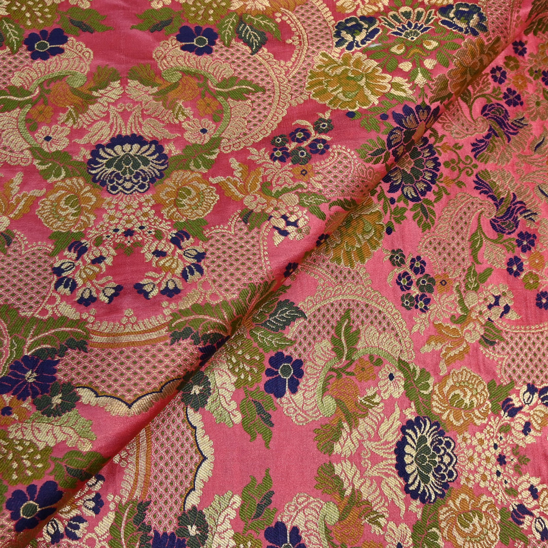 Multicolor Kimkhab Brocade Fabric