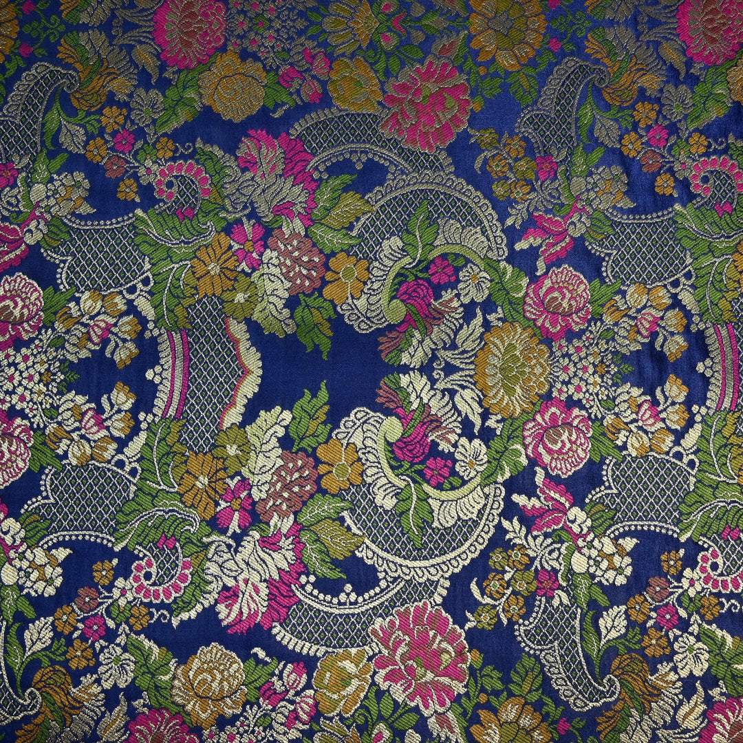 Multicolor Kimkhab Brocade Fabric