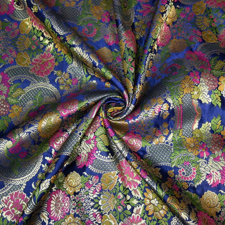 Multicolor Kimkhab Brocade Fabric