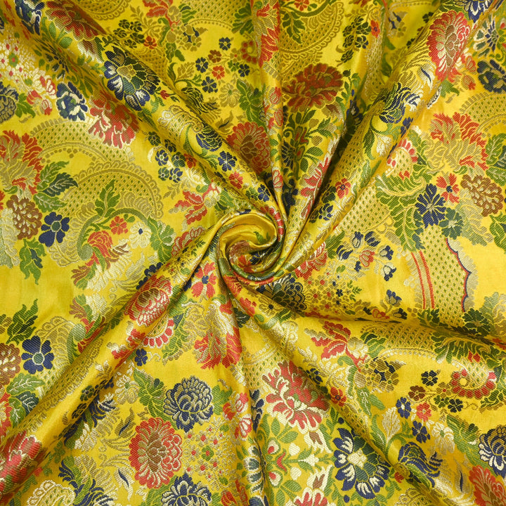 Multicolor Kimkhab Brocade Fabric