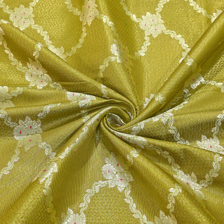 Luxury Silk Antique Meena Zari Jaal Brocade Fabric | Designer Ethnic Wear Fabric | TSW425-6
