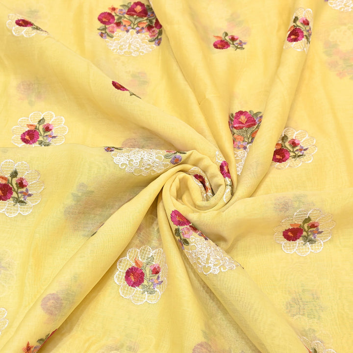 Mul Chanderi Thread Work Embroidery – Designer Summer Fabric GP4010-1