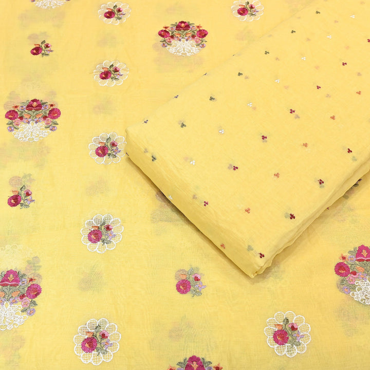 Mul Chanderi Thread Work Embroidery – Designer Summer Fabric GP4010-1