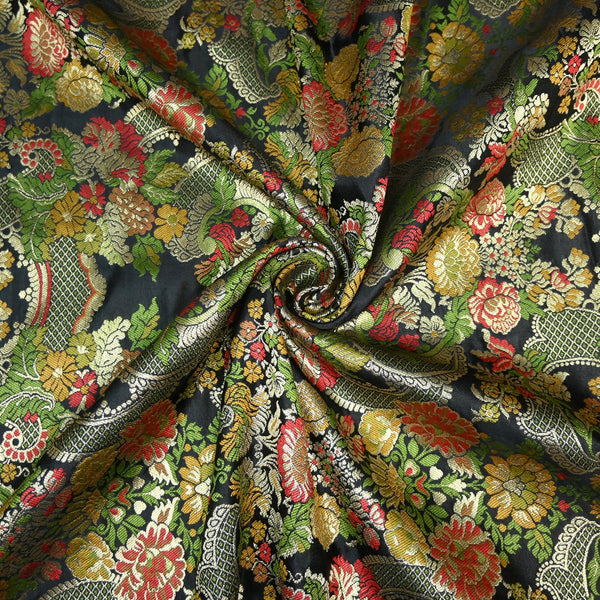 Multicolor Kimkhab Brocade Fabric