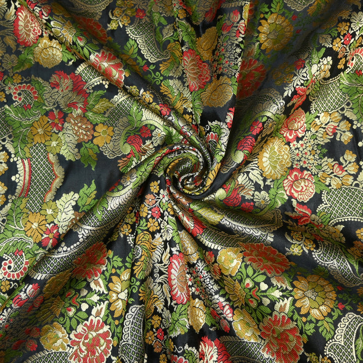 Multicolor Kimkhab Brocade Fabric