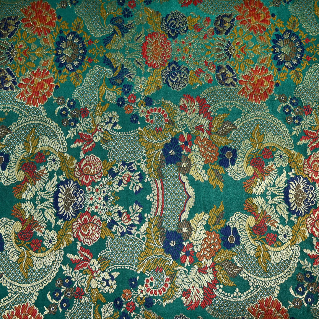 Multicolor Kimkhab Brocade Fabric