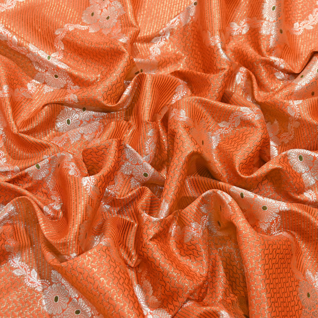 Luxury Silk Antique Meena Zari Jaal Brocade Fabric | Designer Ethnic Wear Fabric | TSW425-9