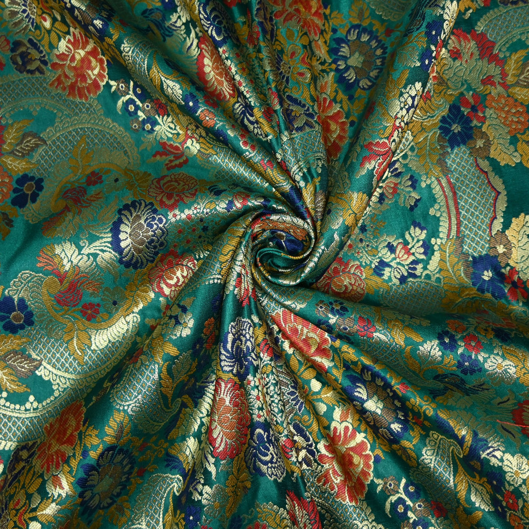 Multicolor Kimkhab Brocade Fabric