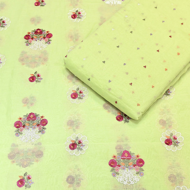 Mul Chanderi Thread Work Embroidery – Designer Summer Fabric GP4010-2