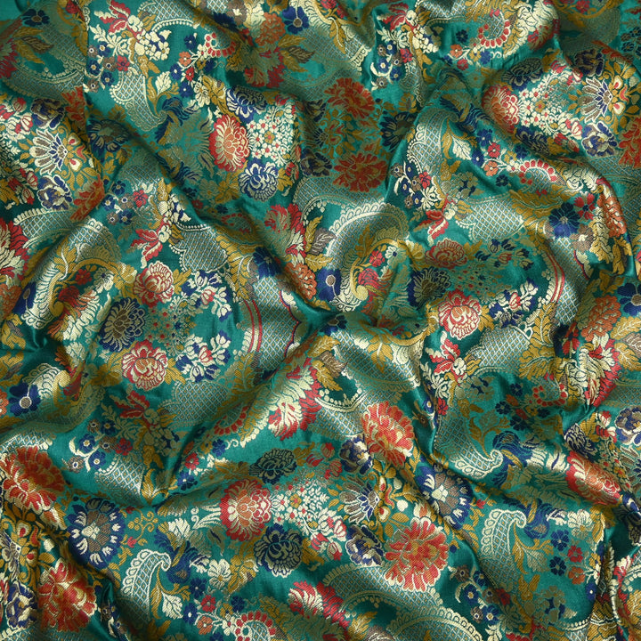 Multicolor Kimkhab Brocade Fabric