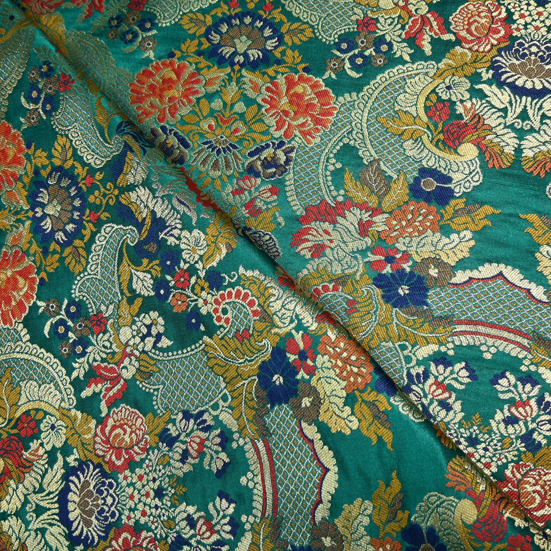 Multicolor Kimkhab Brocade Fabric