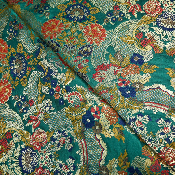 Multicolor Kimkhab Brocade Fabric