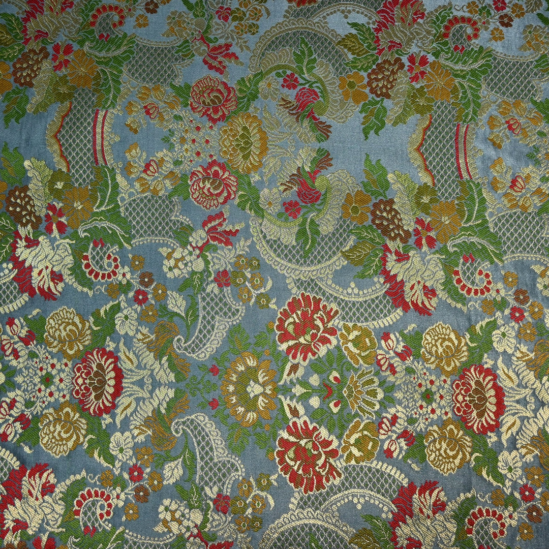 Multicolor Kimkhab Brocade Fabric