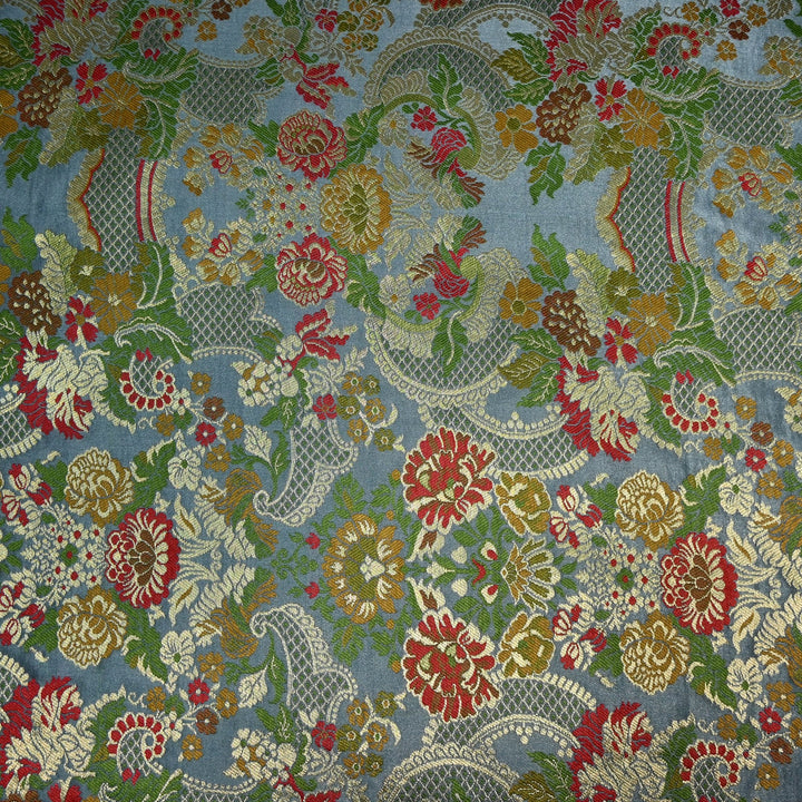 Multicolor Kimkhab Brocade Fabric