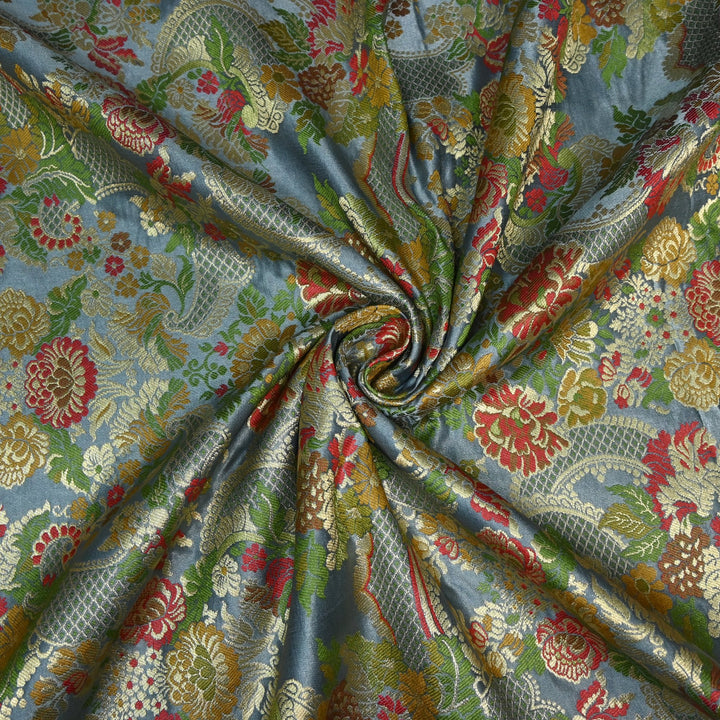Multicolor Kimkhab Brocade Fabric