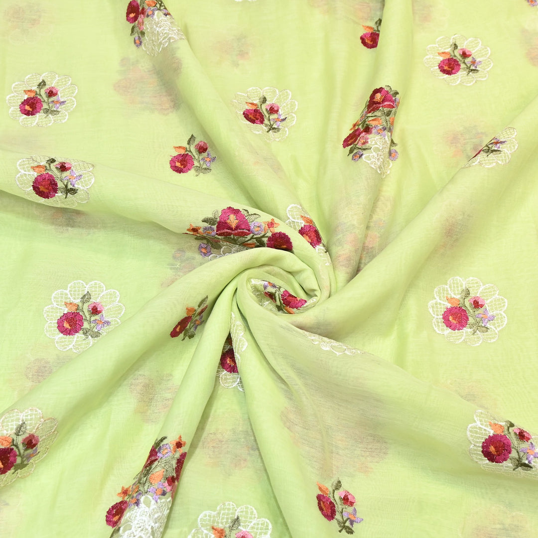 Mul Chanderi Thread Work Embroidery – Designer Summer Fabric GP4010-2