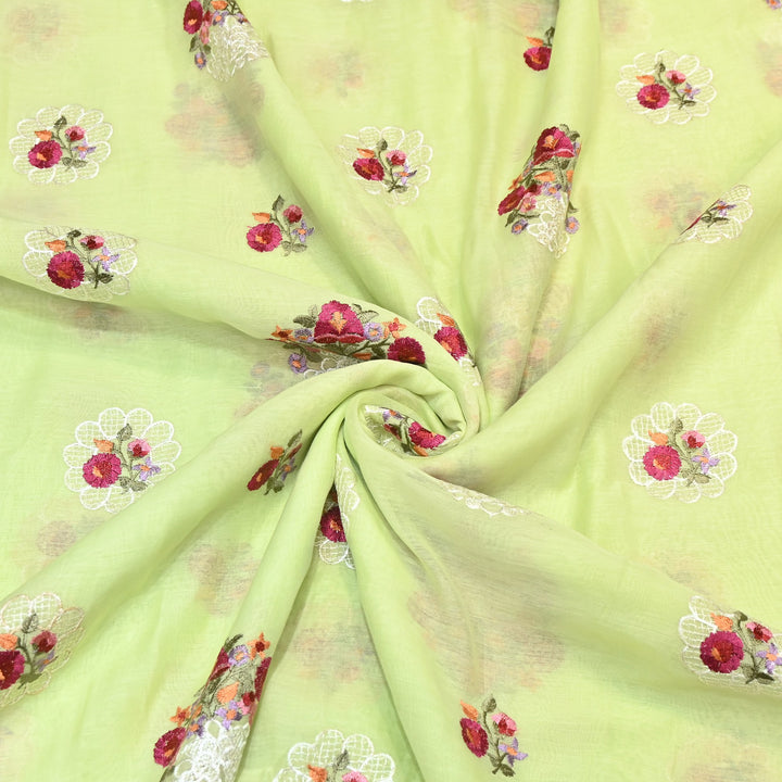 Mul Chanderi Thread Work Embroidery – Designer Summer Fabric GP4010-2