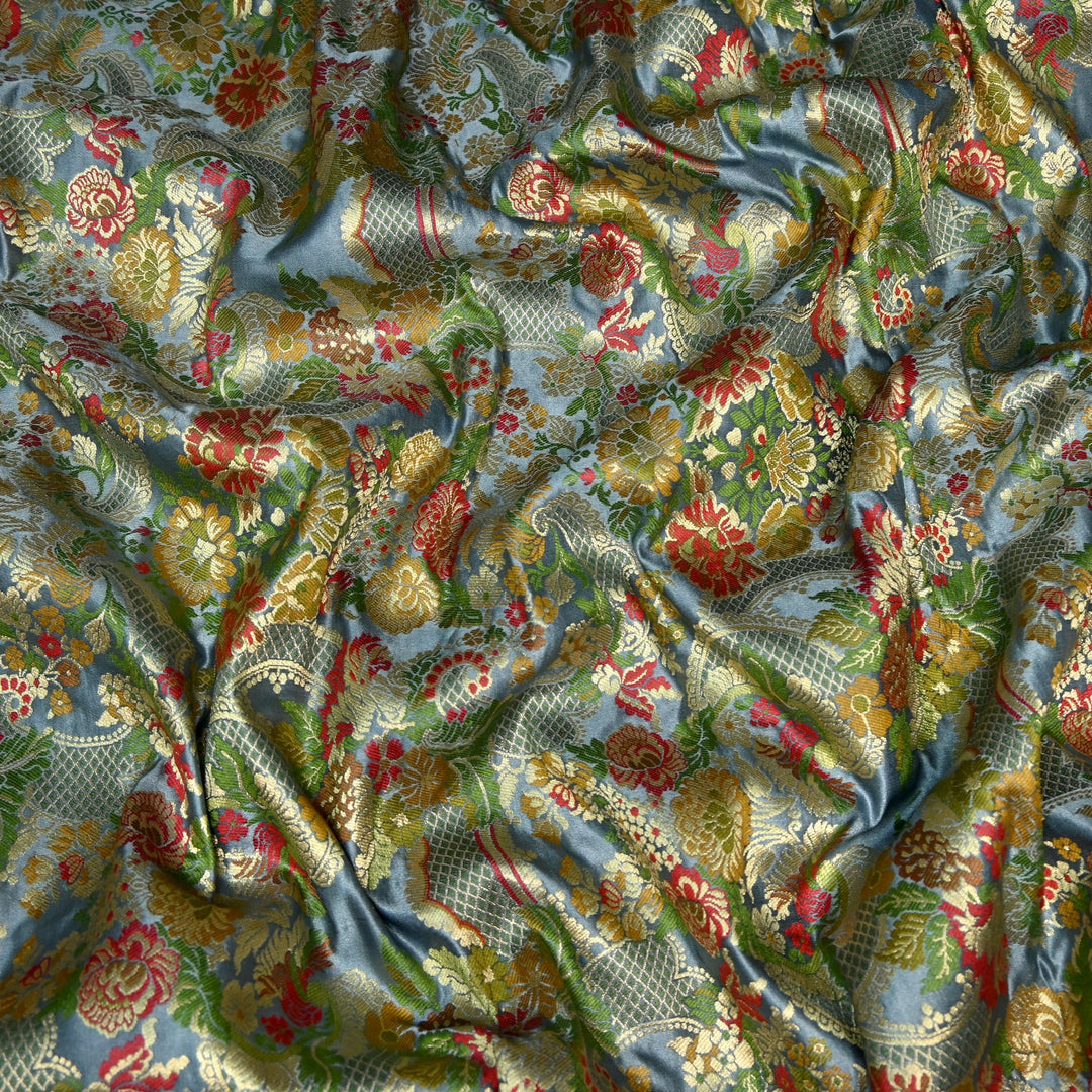 Multicolor Kimkhab Brocade Fabric