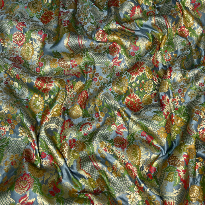 Multicolor Kimkhab Brocade Fabric