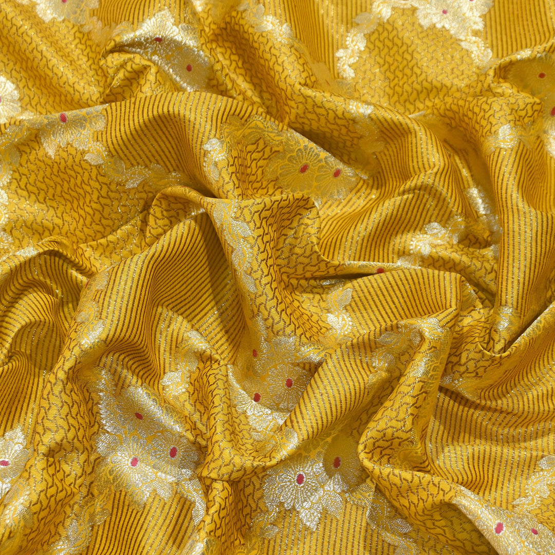 Luxury Silk Antique Meena Zari Jaal Brocade Fabric | Designer Ethnic Wear Fabric | TSW425-11