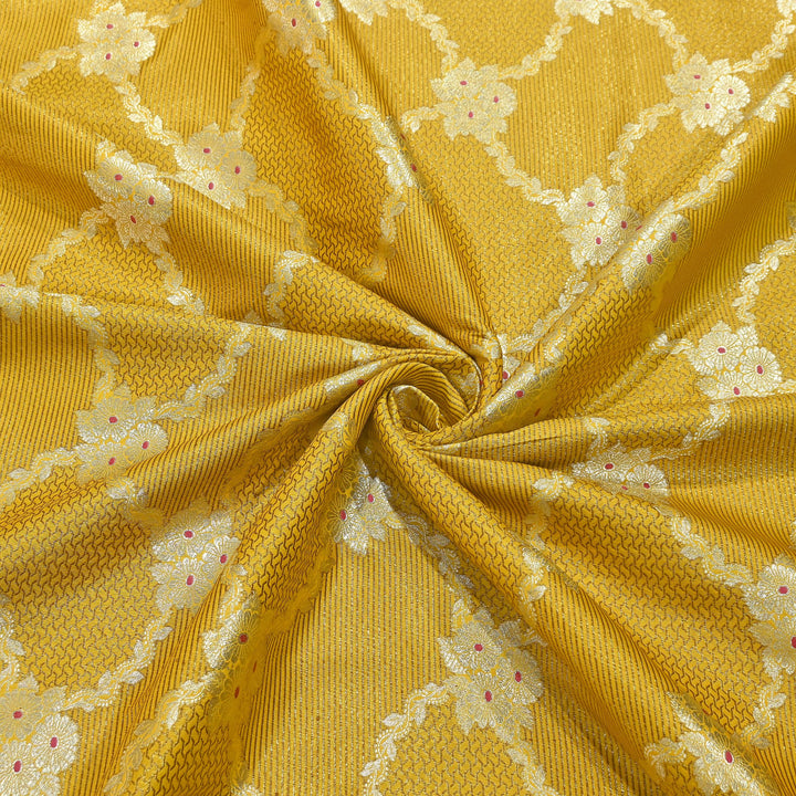 Luxury Silk Antique Meena Zari Jaal Brocade Fabric | Designer Ethnic Wear Fabric | TSW425-11