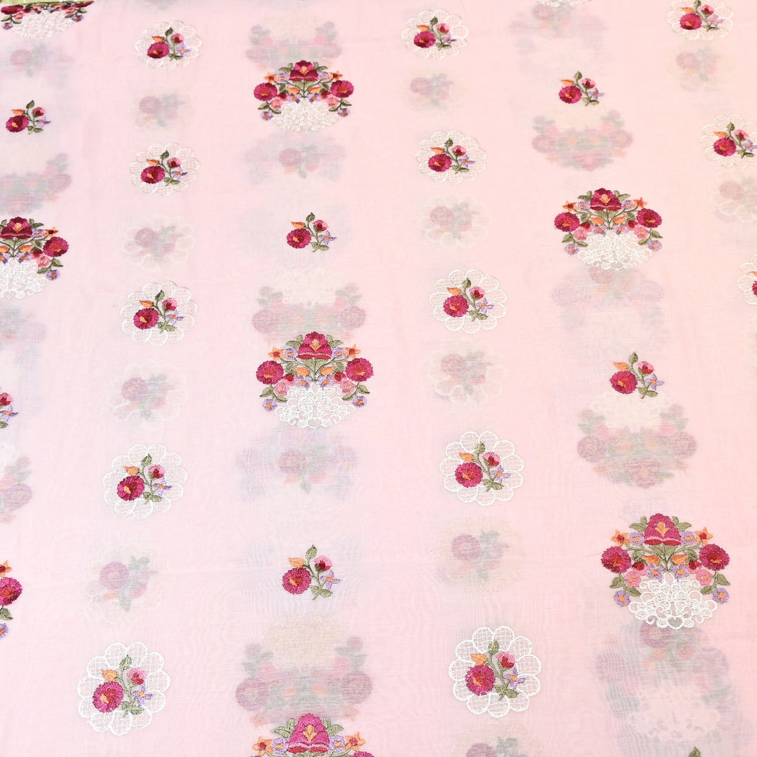 Mul Chanderi Thread Work Embroidery – Designer Summer Fabric GP4010-3
