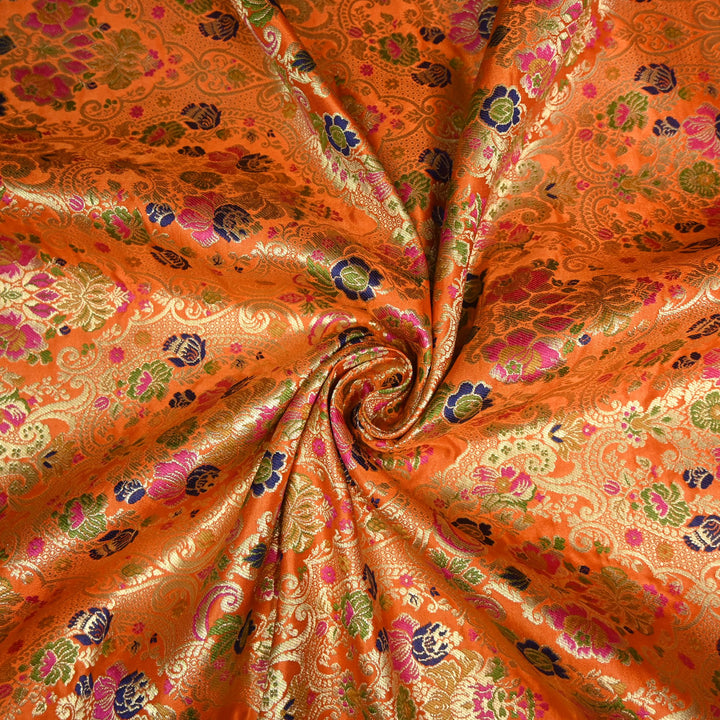 Multicolor Kimkhab Brocade Fabric
