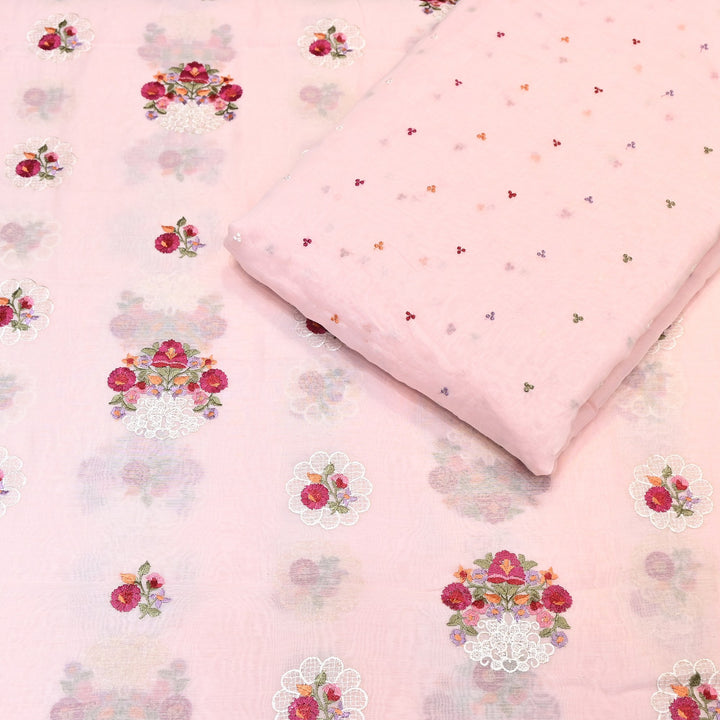 Mul Chanderi Thread Work Embroidery – Designer Summer Fabric GP4010-3