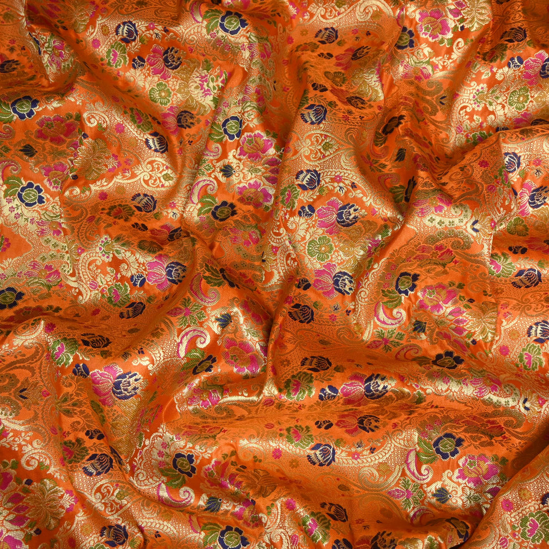 Multicolor Kimkhab Brocade Fabric