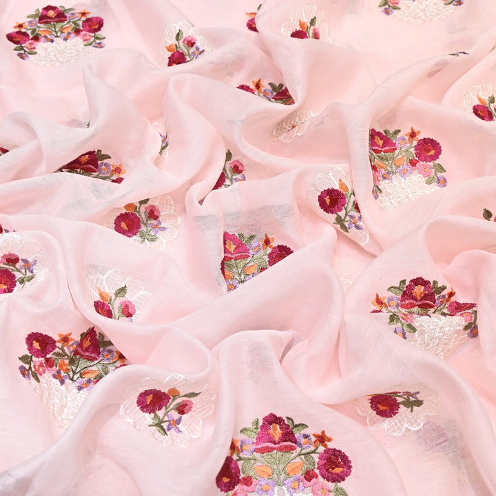Mul Chanderi Thread Work Embroidery – Designer Summer Fabric GP4010-3
