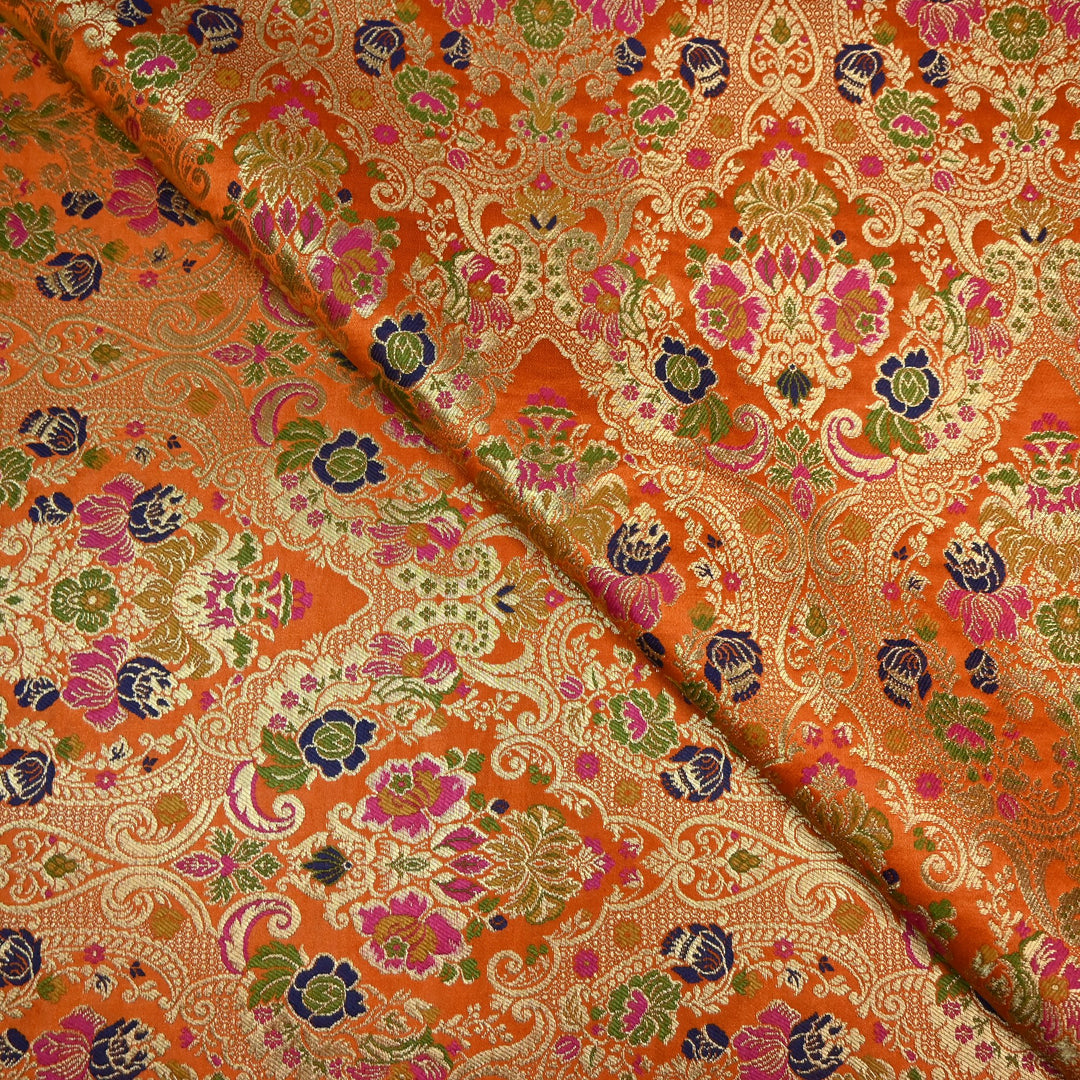Multicolor Kimkhab Brocade Fabric