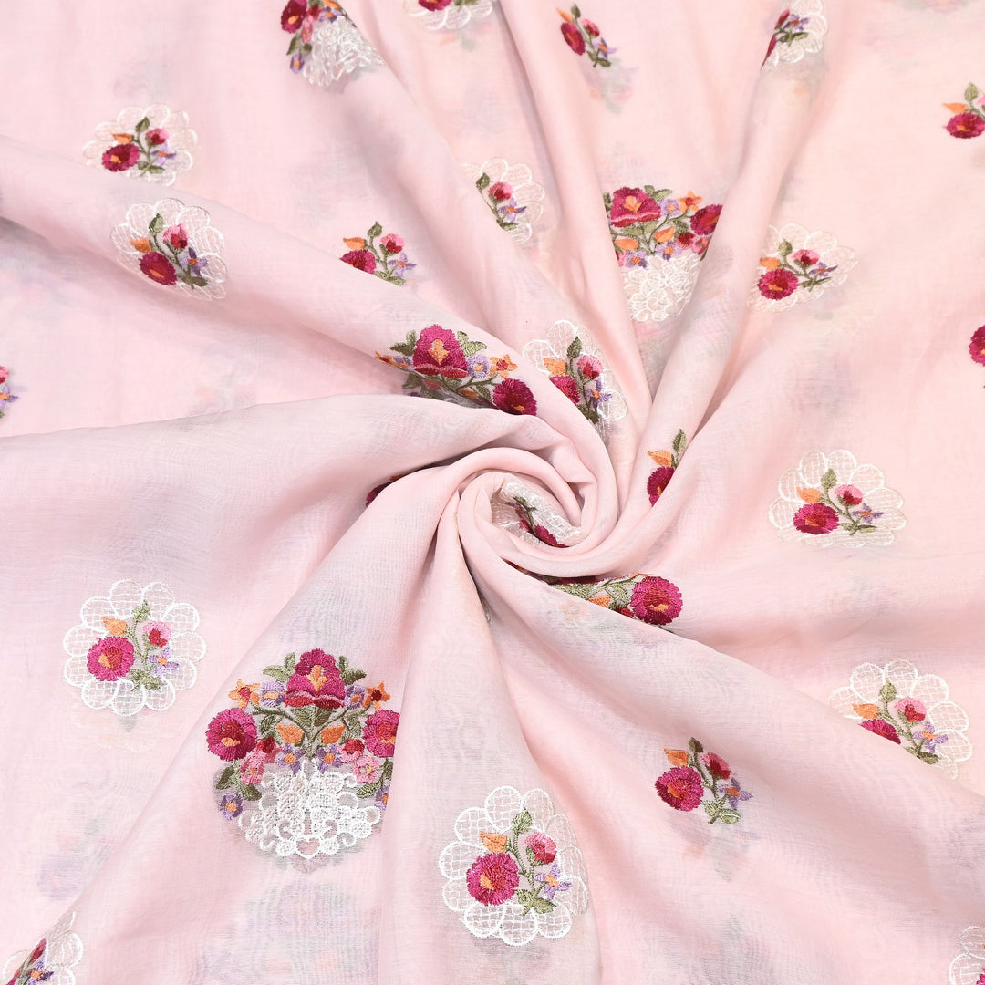 Mul Chanderi Thread Work Embroidery – Designer Summer Fabric GP4010-3
