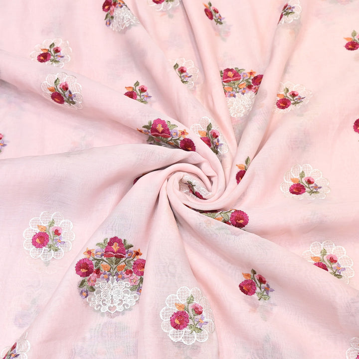 Mul Chanderi Thread Work Embroidery – Designer Summer Fabric GP4010-3