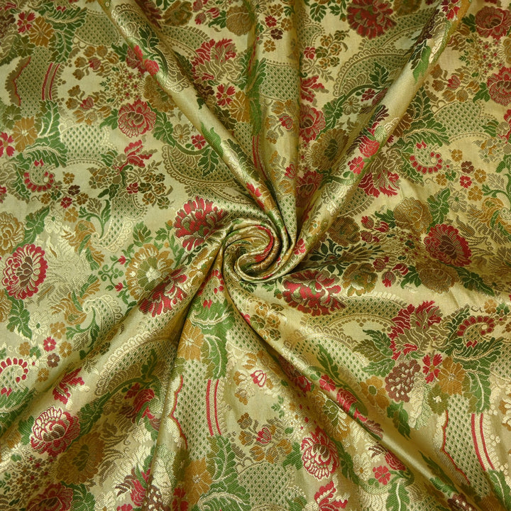 Multicolor Kimkhab Brocade Fabric