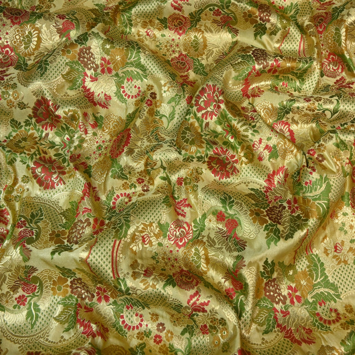 Multicolor Kimkhab Brocade Fabric