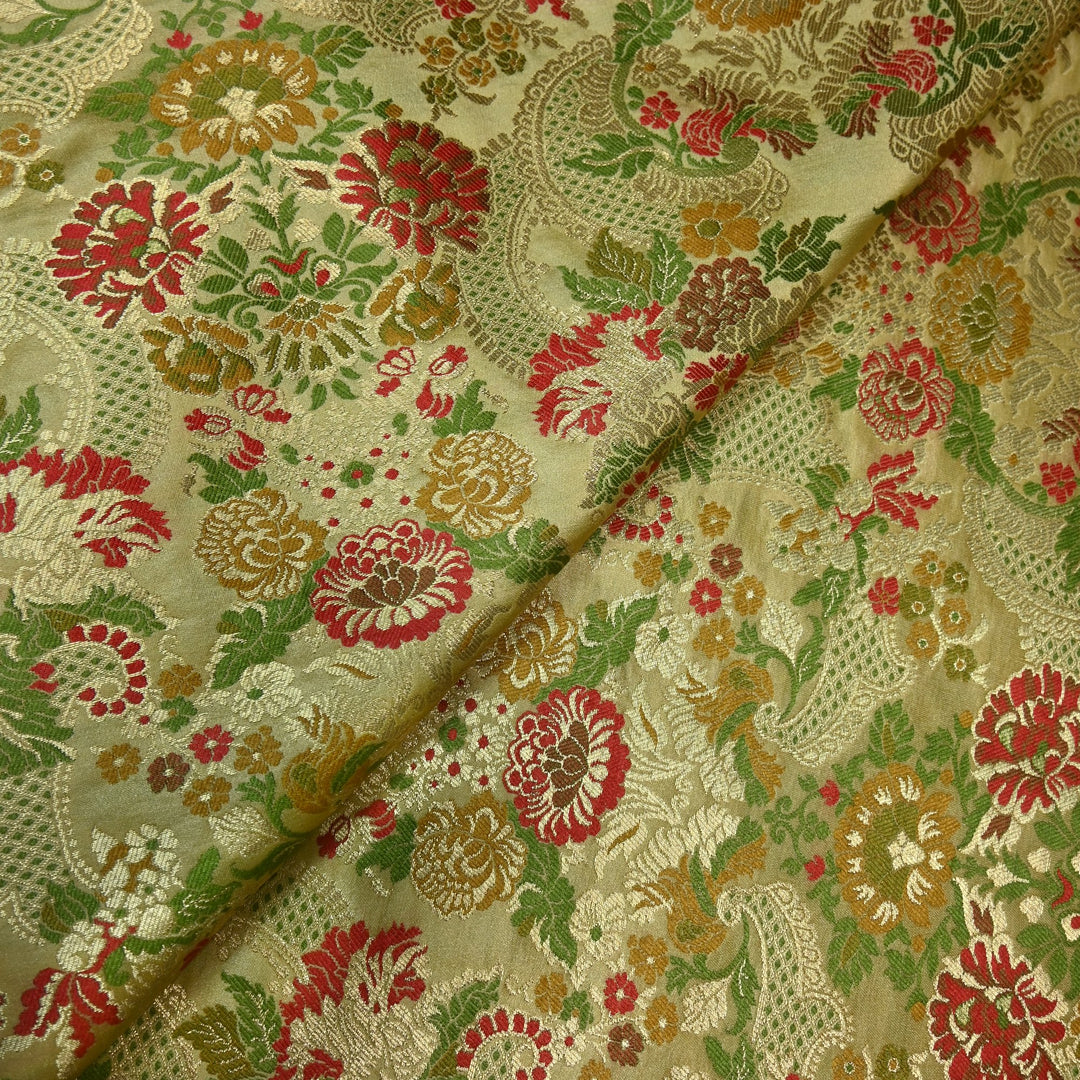 Multicolor Kimkhab Brocade Fabric