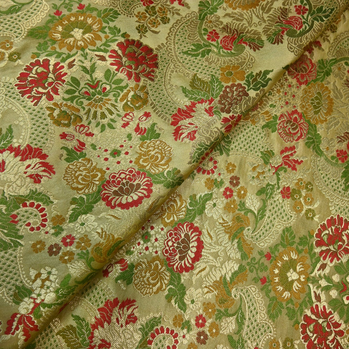 Multicolor Kimkhab Brocade Fabric