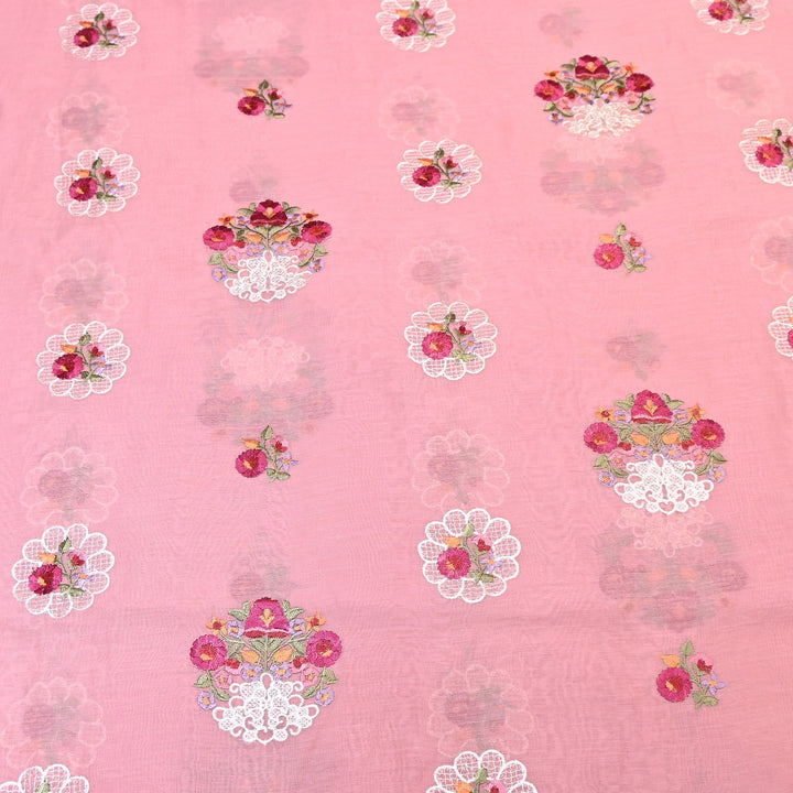 Mul Chanderi Thread Work Embroidery – Designer Summer Fabric GP4010-4