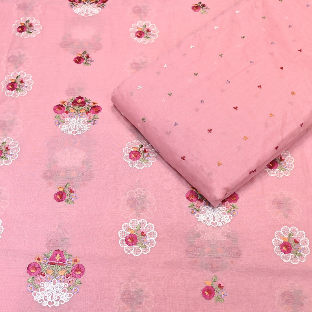 Mul Chanderi Thread Work Embroidery – Designer Summer Fabric GP4010-4