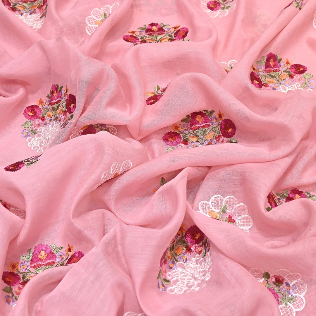 Mul Chanderi Thread Work Embroidery – Designer Summer Fabric GP4010-4