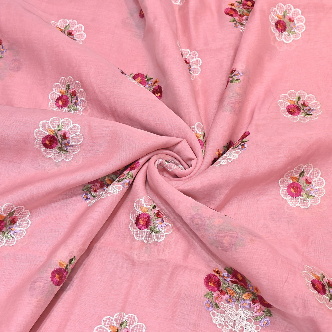 Mul Chanderi Thread Work Embroidery – Designer Summer Fabric GP4010-4