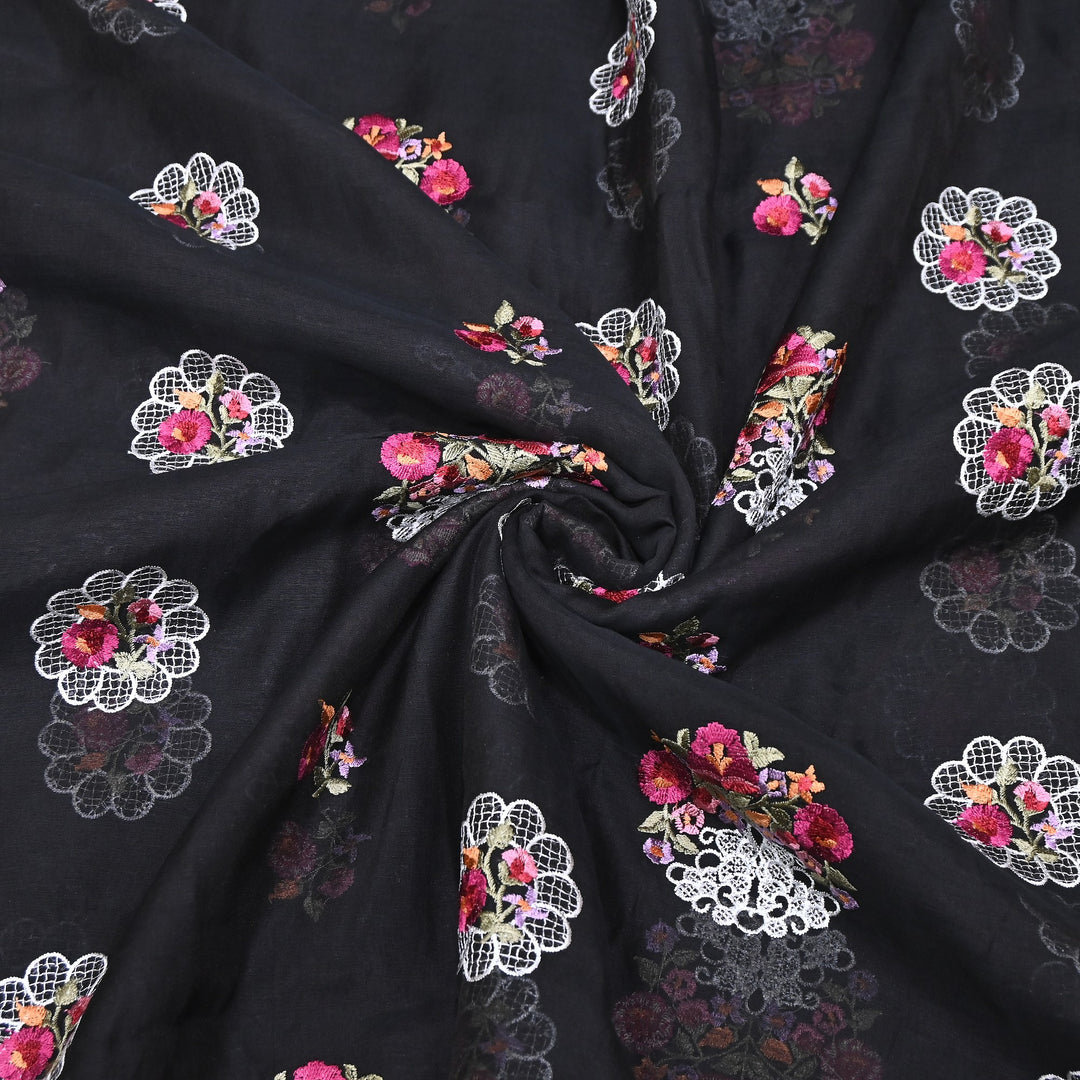Mul Chanderi Thread Work Embroidery – Designer Summer Fabric GP4010-5