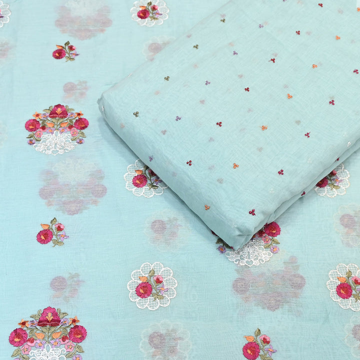 Mul Chanderi Thread Work Embroidery – Designer Summer Fabric GP4010-6